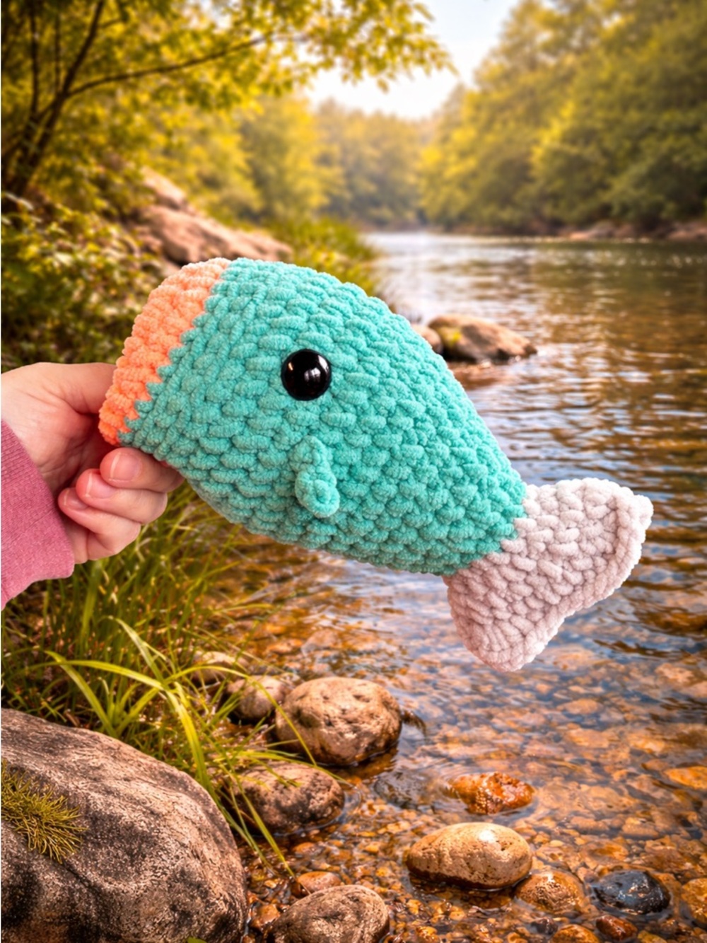 Handmade Crochet Bass Flippy Fish Plush